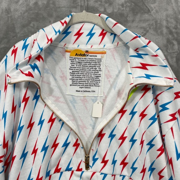 AVIATOR BOLT‎ W/ BOLT EMBROIDERY UNISEX SIZE M HALF ZIP SWEATSHIRT WHITE NWOT - Picture 6 of 8
